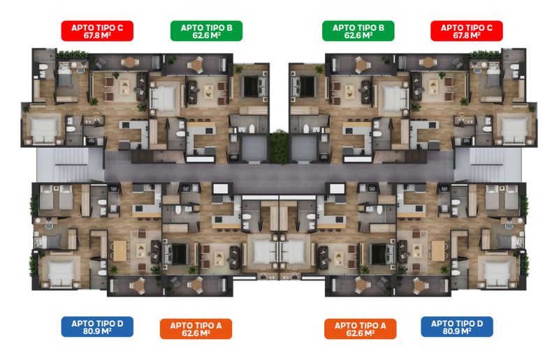 Planta típica, Apartamentos